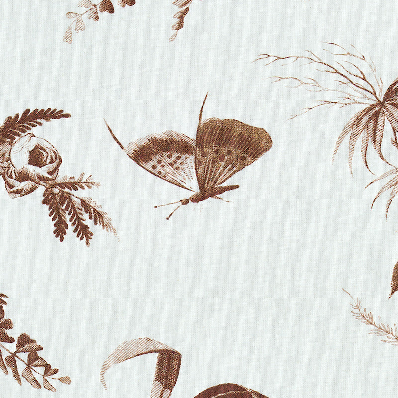 Schumacher Toile De La Prairie Brown Fabric - Eade's Wallpaper