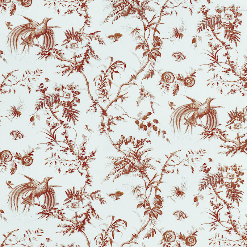 Schumacher Toile De La Prairie Brown Fabric - Eade's Wallpaper