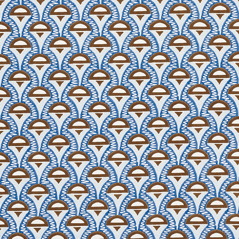 Schumacher Abelino Blue & Brown Fabric