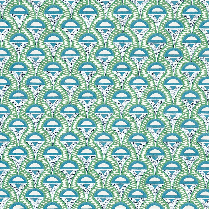 Schumacher Abelino Green & Peacock Fabric