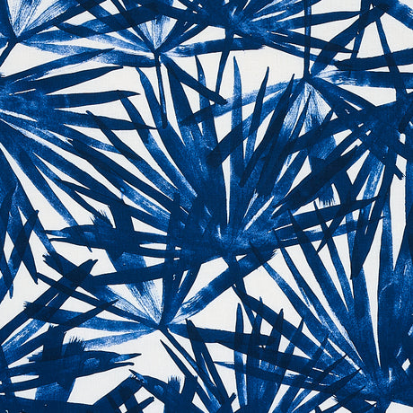 Schumacher Sunlit Palm Linen Blue Fabric - Eade's Wallpaper
