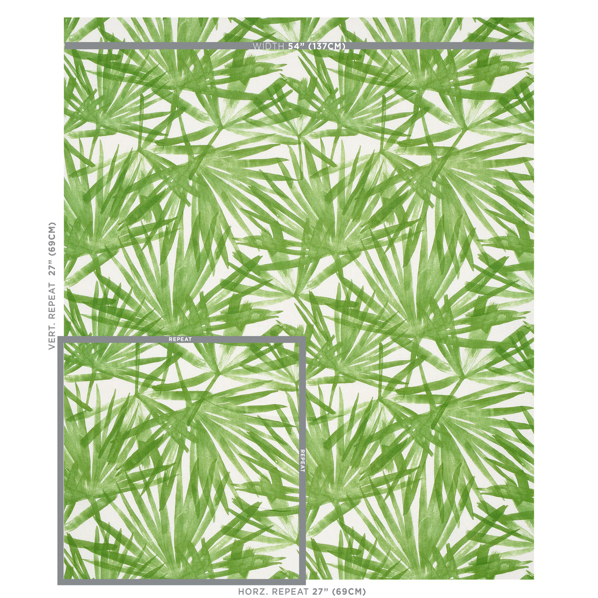 Schumacher Sunlit Palm Linen Green Fabric - Eade's Wallpaper