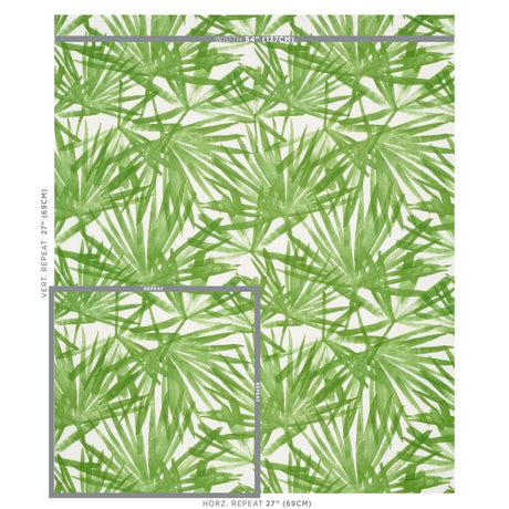 Schumacher Sunlit Palm Linen Green Fabric - Eade's Wallpaper