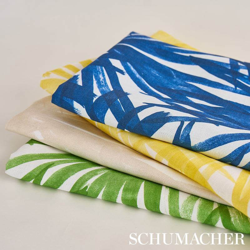 Schumacher Sunlit Palm Linen Green Fabric - Eade's Wallpaper