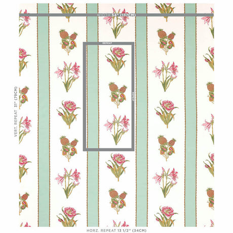 Schumacher Servilia Stripe Aqua Fabric - Eade's Wallpaper