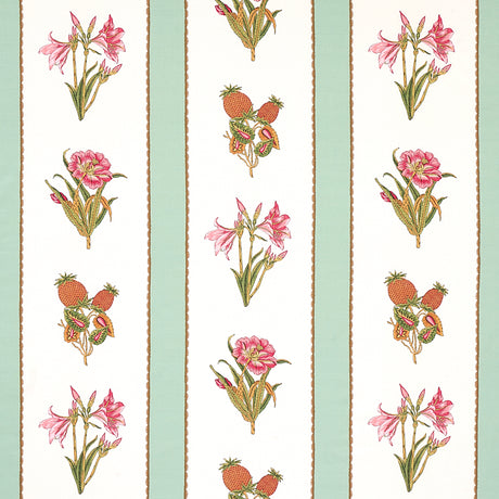 Schumacher Servilia Stripe Aqua Fabric - Eade's Wallpaper