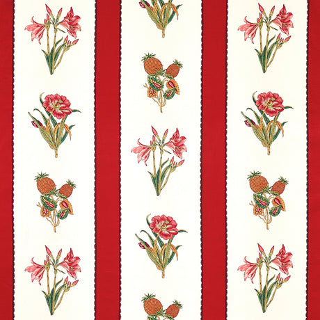 Schumacher Servilia Stripe Red Fabric - Eade's Wallpaper
