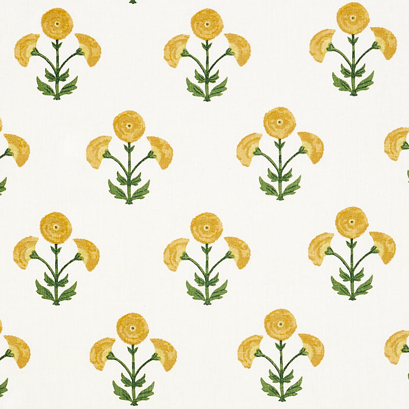 Schumacher 179671 Saranda Flower Embroidery in MARIGOLD Fabr