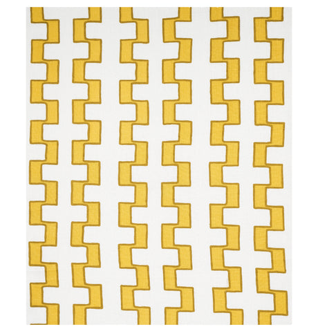 Schumacher Dixon Embroidered Print Linen Yellow Fabric