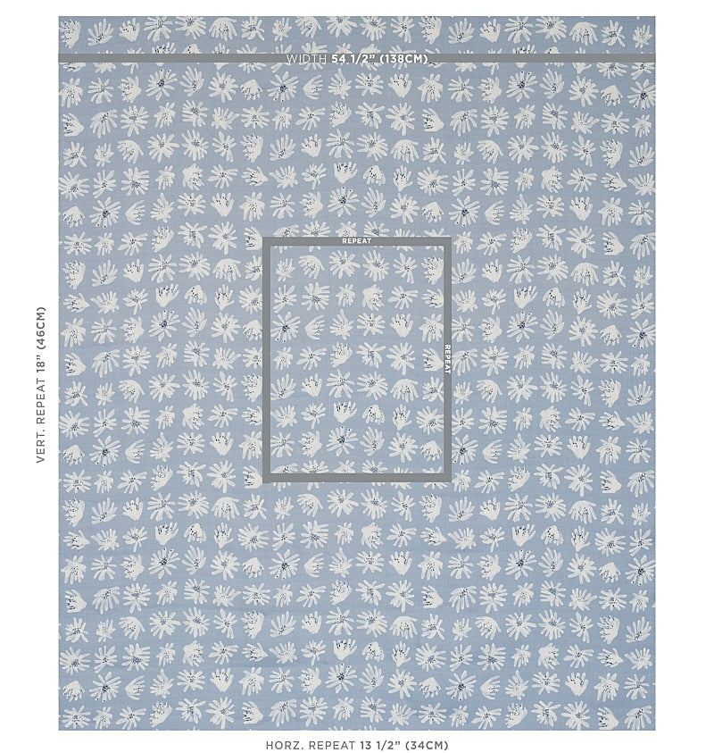 Schumacher Meadow Rock Blue Fabric - Eade's Wallpaper