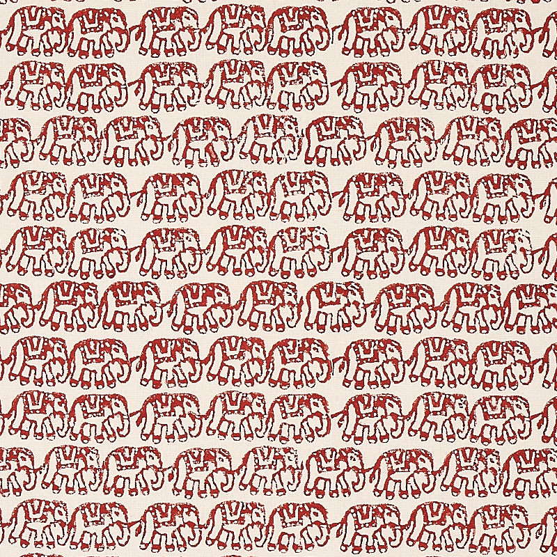 Schumacher Ellies Hand Block Print Rust Fabric