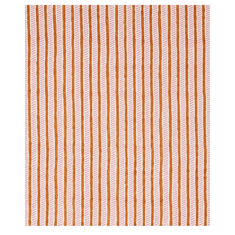 Schumacher Garden Path Hand Block Print Copper & Rose Fabric