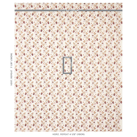 Schumacher Strawberry Hand Block Print Copper Fabric - Eade's Wallpaper