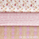 Schumacher Sun Rise Hand Block Print Rose & Copper Fabric - Eade's Wallpaper