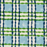 Schumacher Trellis Hand Block Print Sky & Grass Fabric - Eade's Wallpaper