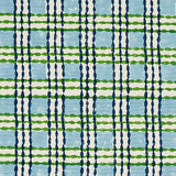 Schumacher Trellis Hand Block Print Sky & Grass Fabric - Eade's Wallpaper
