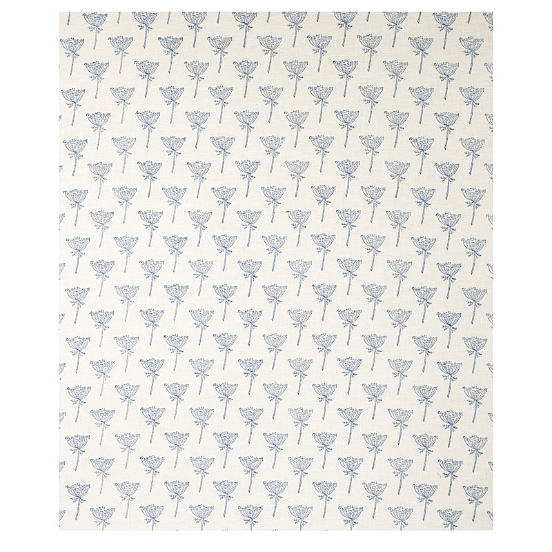 Schumacher Wild Carrot Hand Block Print Indigo Fabric - Eade's Wallpaper