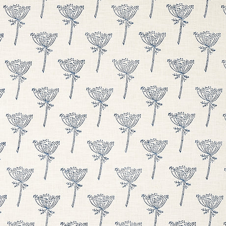 Schumacher Wild Carrot Hand Block Print Indigo Fabric - Eade's Wallpaper