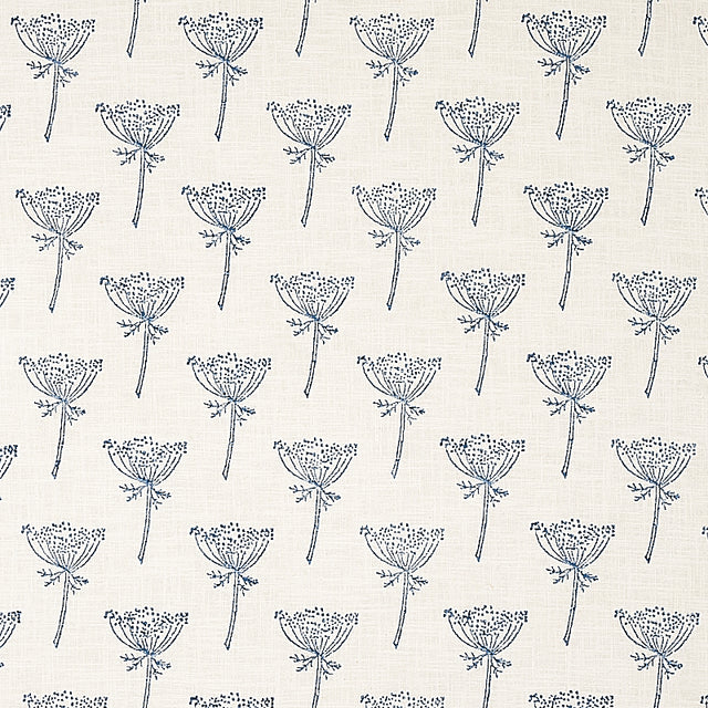 Schumacher Wild Carrot Hand Block Print Indigo Fabric - Eade's Wallpaper