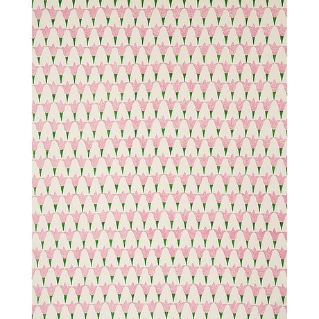 Schumacher Tulip Hand Block Rose & Grass Fabric - Eade's Wallpaper