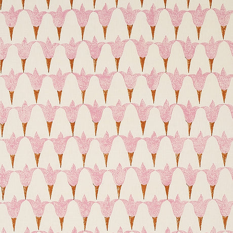 Schumacher Tulip Hand Block Rose & Copper Fabric - Eade's Wallpaper