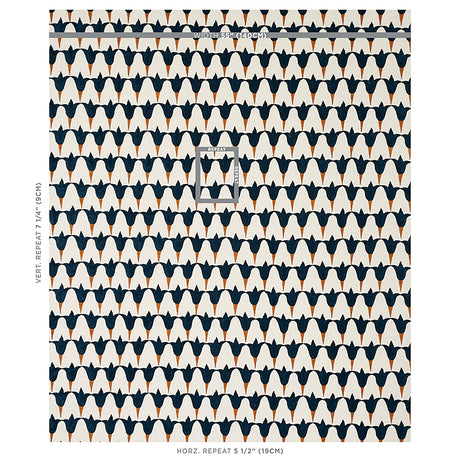 Schumacher Tulip Hand Block Midnight & Copper Fabric - Eade's Wallpaper
