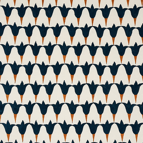 Schumacher Tulip Hand Block Midnight & Copper Fabric - Eade's Wallpaper