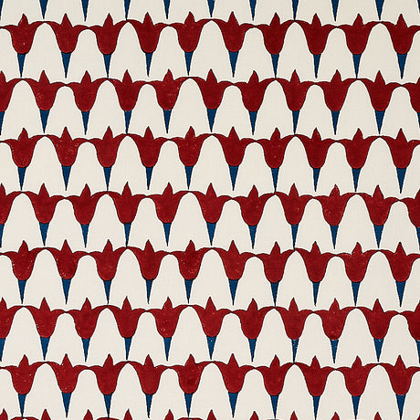 Schumacher Tulip Hand Block Iron & Indigo Fabric - Eade's Wallpaper