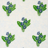 Schumacher Primrose Hand Block Grass & Sky Fabric - Eade's Wallpaper