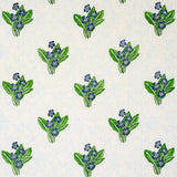 Schumacher Primrose Hand Block Grass & Sky Fabric - Eade's Wallpaper
