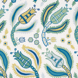 Schumacher Malabar Vine Peacock Fabric - Eade's Wallpaper