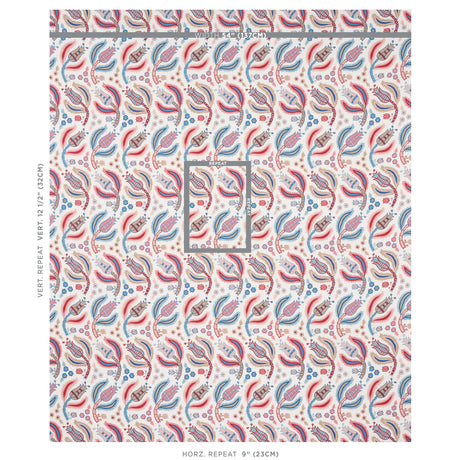 Schumacher Malabar Vine Sky & Rose Fabric - Eade's Wallpaper