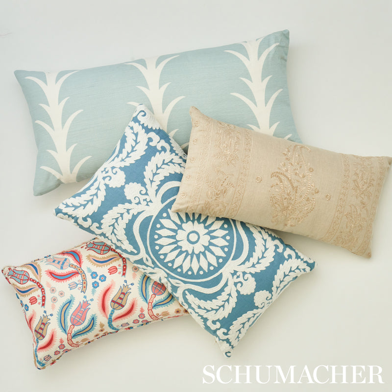 Schumacher Malabar Vine Sky & Rose Fabric - Eade's Wallpaper
