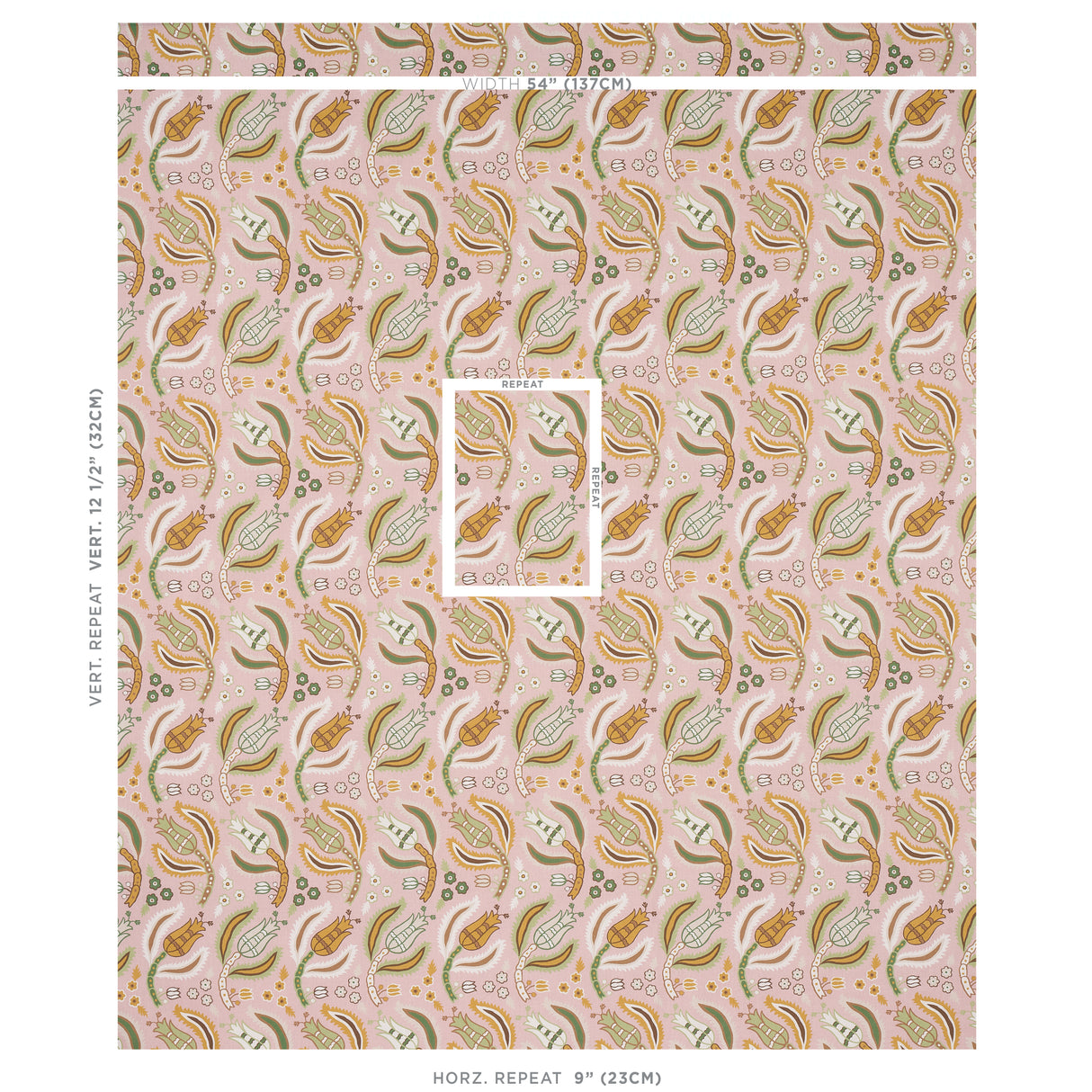 Schumacher Malabar Vine Blush Fabric - Eade's Wallpaper