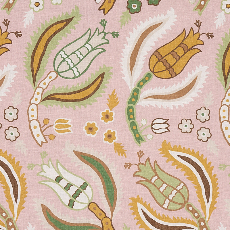 Schumacher Malabar Vine Blush Fabric - Eade's Wallpaper