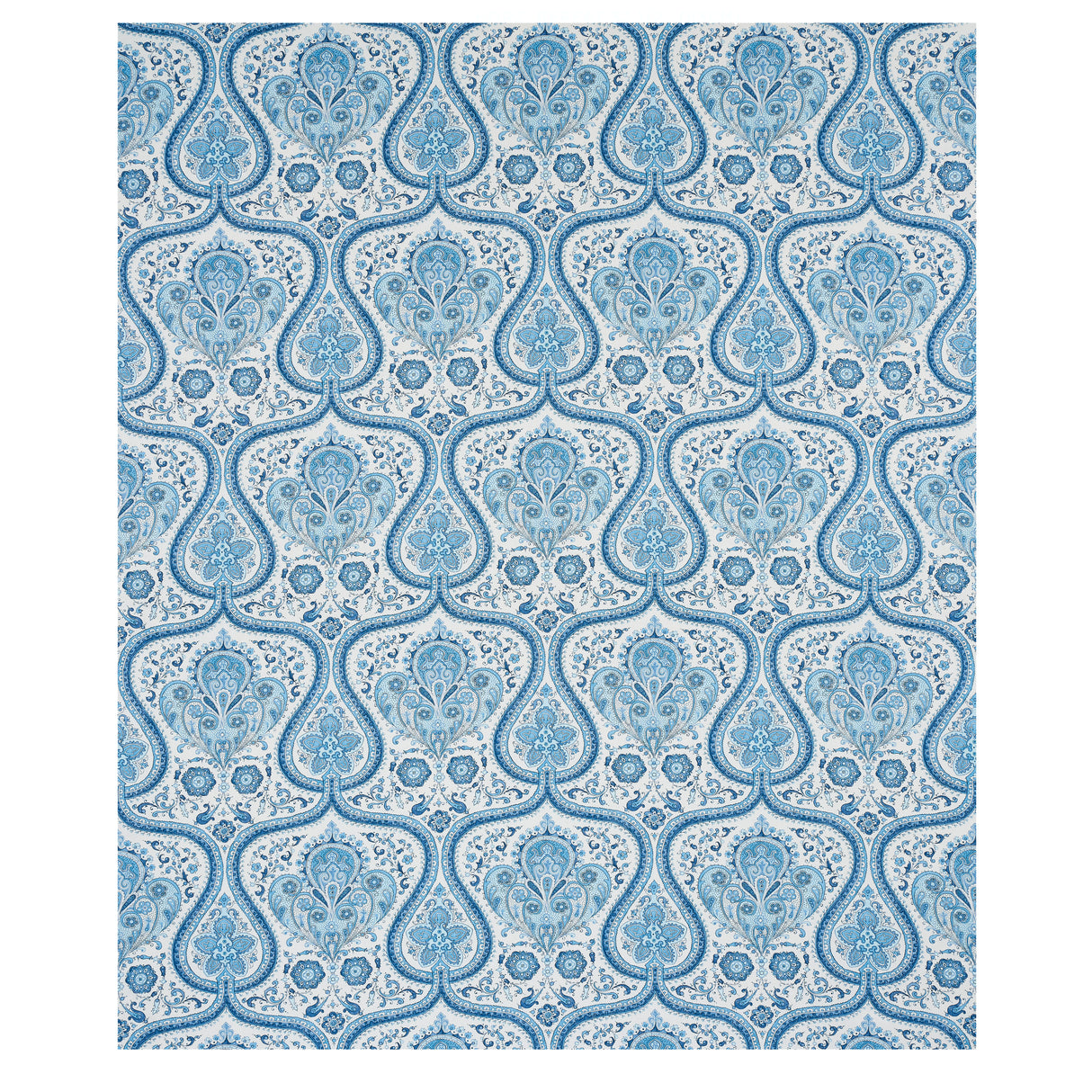 Schumacher Paisley Court Blue Fabric - Eade's Wallpaper