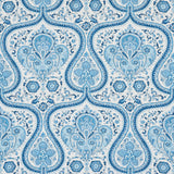 Schumacher Paisley Court Blue Fabric - Eade's Wallpaper