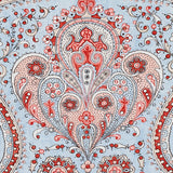 Schumacher Paisley Court Sky & Rose Fabric - Eade's Wallpaper