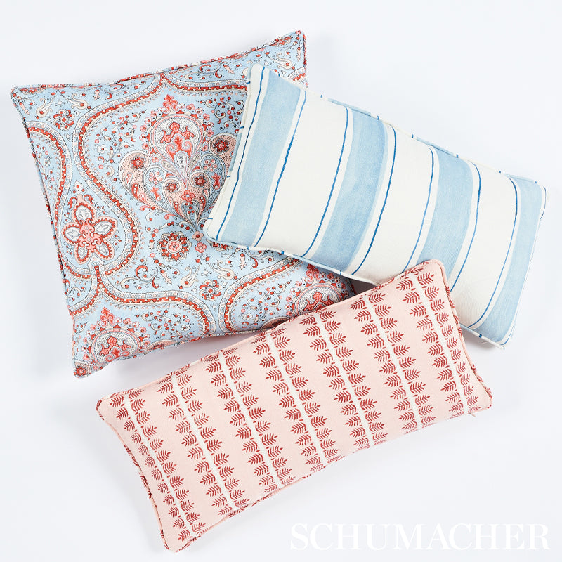 Schumacher Paisley Court Sky & Rose Fabric - Eade's Wallpaper