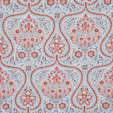 Schumacher Paisley Court Sky & Rose Fabric - Eade's Wallpaper