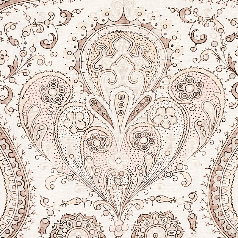 Schumacher Paisley Court Neutral Fabric - Eade's Wallpaper