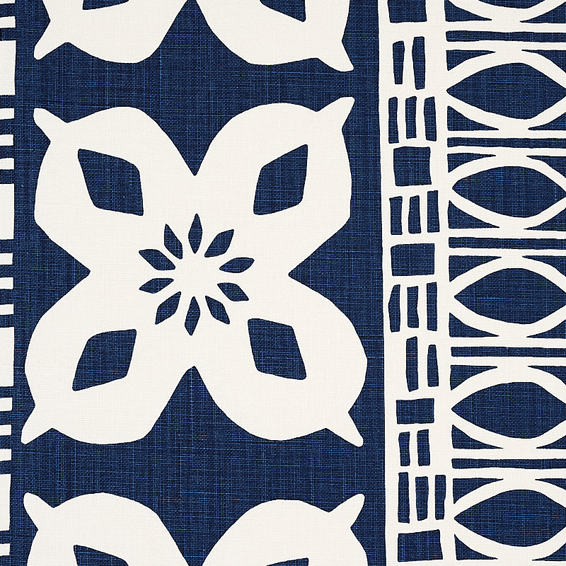 Schumacher Mrs. Howell Indigo Fabric - Eade's Wallpaper