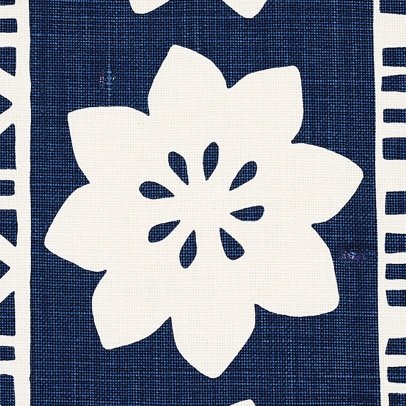 Schumacher Mrs. Howell Indigo Fabric - Eade's Wallpaper