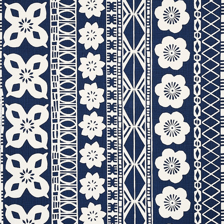 Schumacher Mrs. Howell Indigo Fabric - Eade's Wallpaper