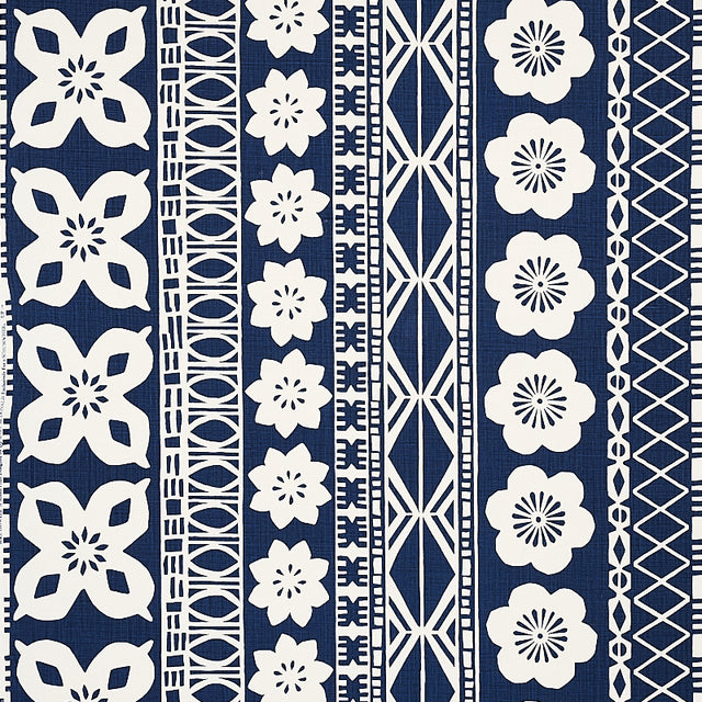 Schumacher Mrs. Howell Indigo Fabric - Eade's Wallpaper