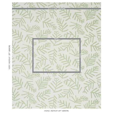 Schumacher Tiah Cove Sage Leaf Fabric - Eade's Wallpaper