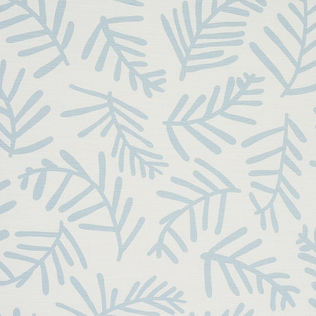 Schumacher Tiah Cove Blue Leaf Fabric - Eade's Wallpaper