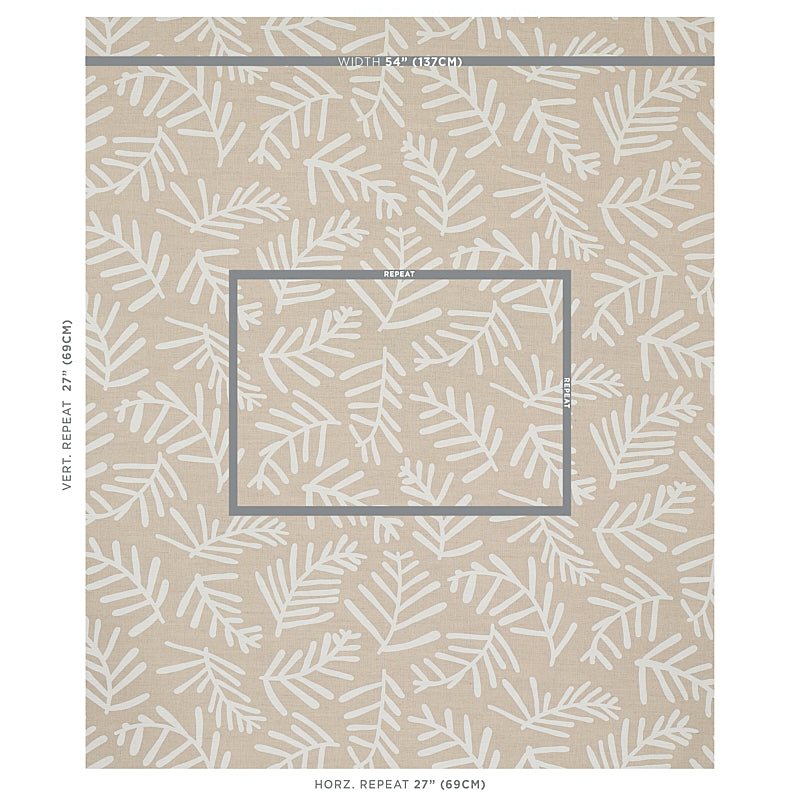 Schumacher Tiah Cove Ivory On Natural Fabric - Eade's Wallpaper