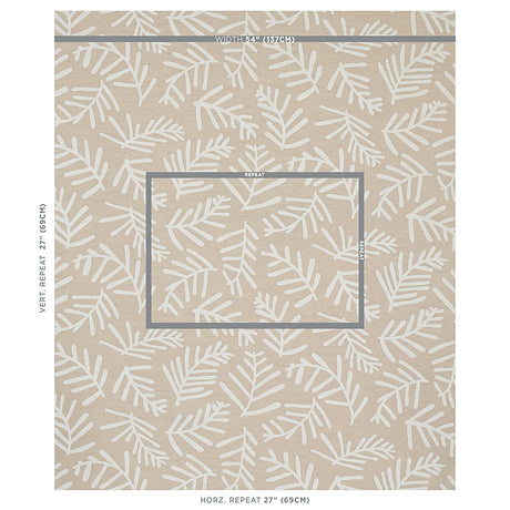 Schumacher Tiah Cove Ivory On Natural Fabric - Eade's Wallpaper