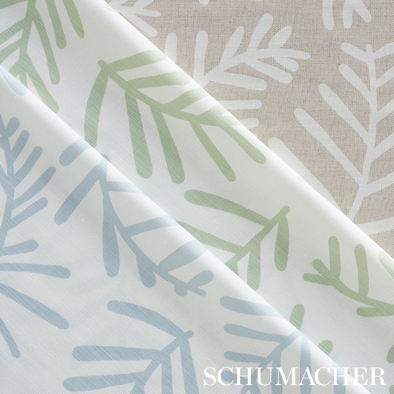 Schumacher Tiah Cove Ivory On Natural Fabric - Eade's Wallpaper